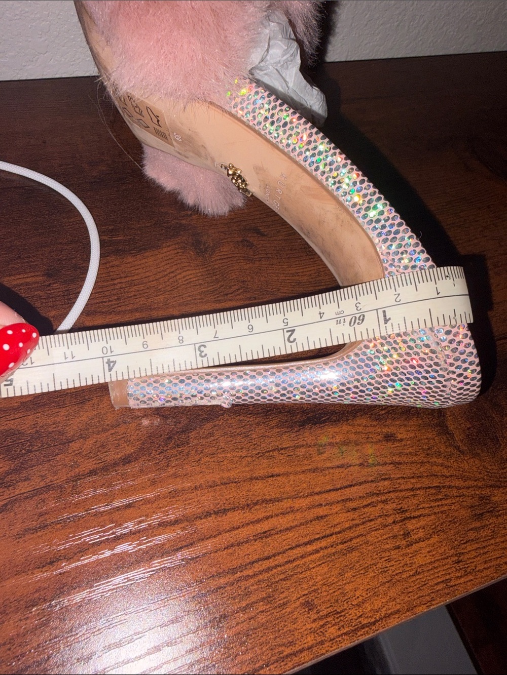 Kurt Geiger Blush Pink Faux Fur kesington 95 mule - Picture 6 of 6